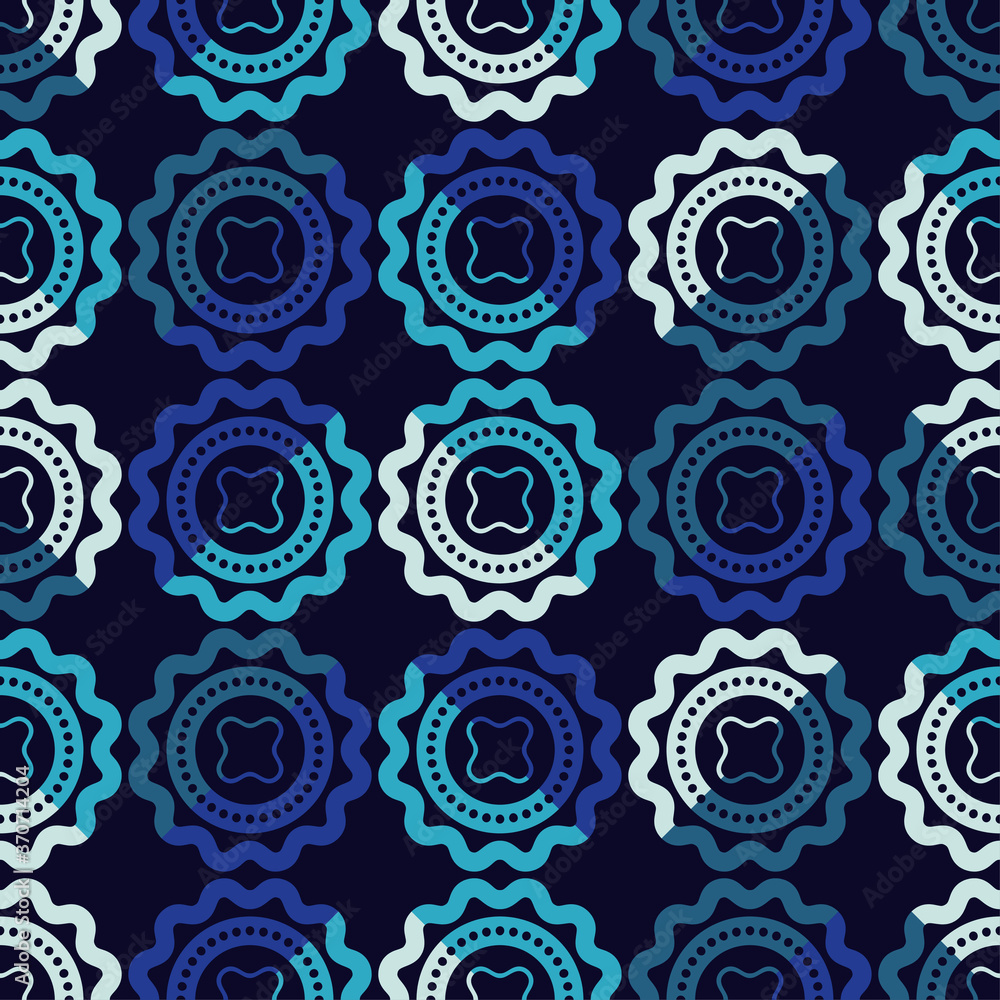 Polka dots seamless pattern. Simple design. Mosaic of ethnic figures. Patterned texture. Geometric background. Vector illustration for web design or print. Polka dots seamless pattern. Simple design. Mosaic of ethnic figures. Patterned texture. Geometric background. Vector illustration for web design or print.