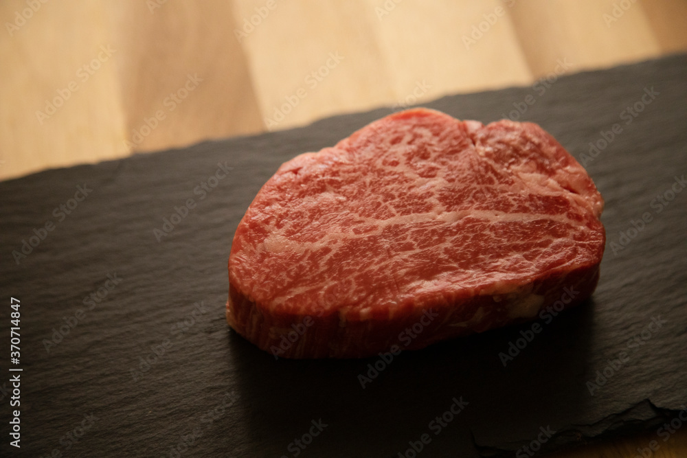 Fillet steak on the black plate Fillet steak on the black plate
