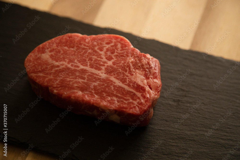 Fillet steak on the black plate Fillet steak on the black plate