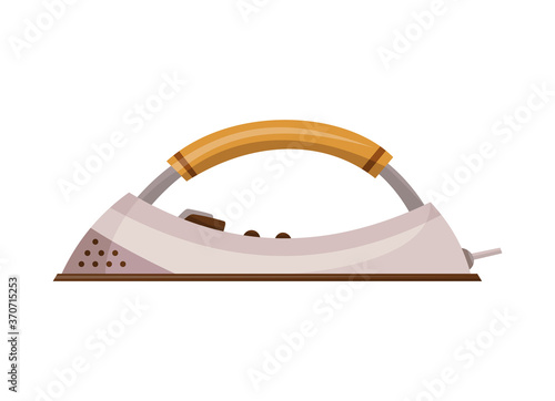Iron steamer. Smoothing iron. Vector iron. Ironing electric household appliance. Steamer for laundry housework