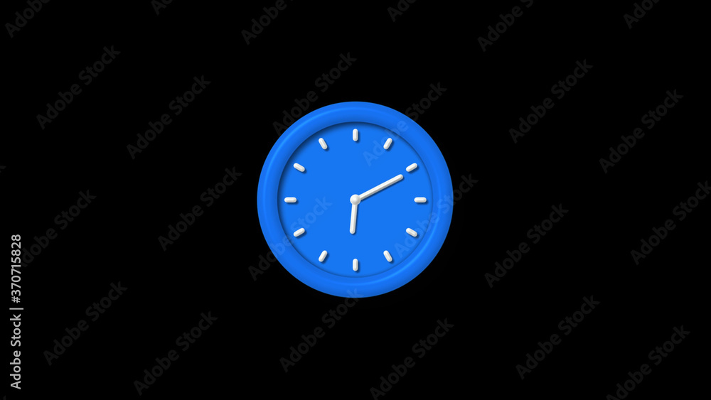 Aqua color 12 hours 3d wall clock isolated on black background Aqua color 12 hours 3d wall clock isolated on black background
