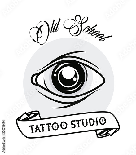 eye human with ribbon tattoo studio graphic