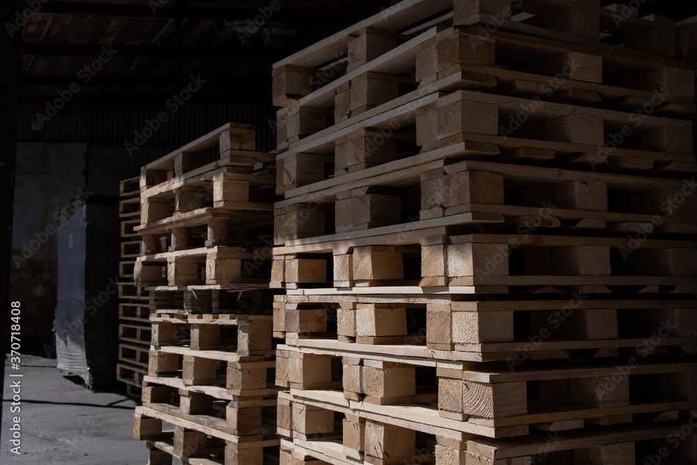 Wooden boxes in a warehouse