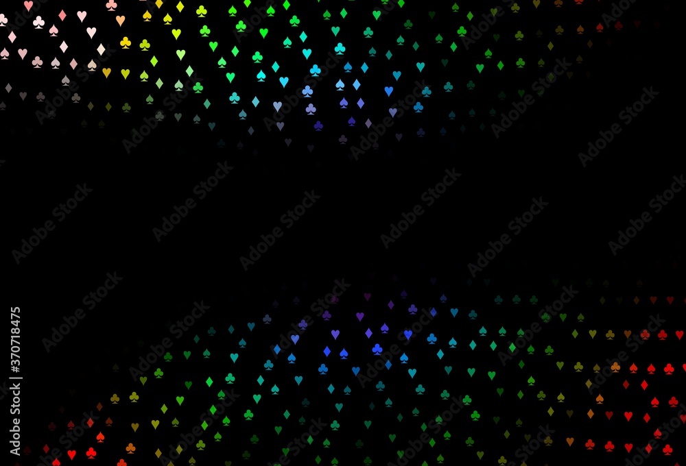 Dark Multicolor, Rainbow vector texture with playing cards.