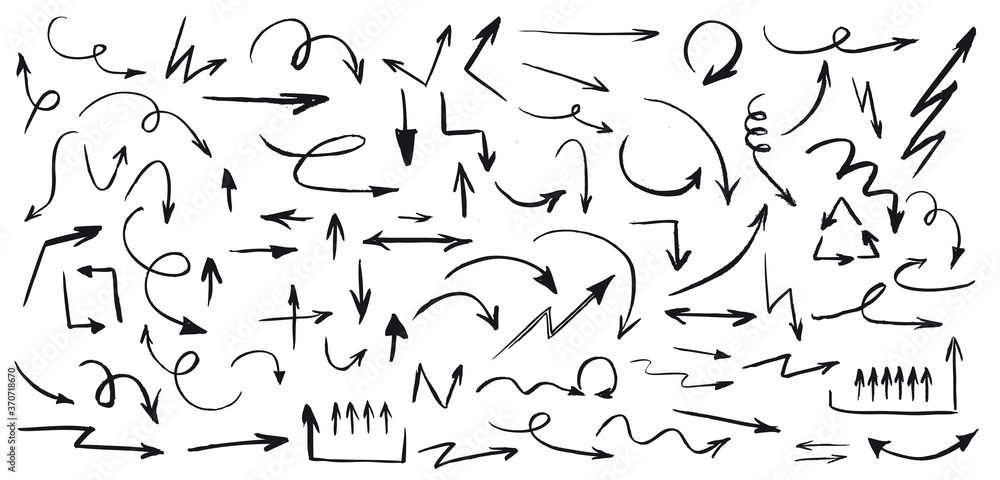 Fototapeta premium Arrows in hand drawn style. Doodle illustration.