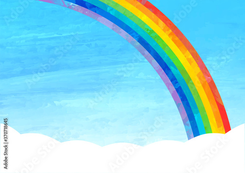 ベクター　大きな虹のある空のイラスト