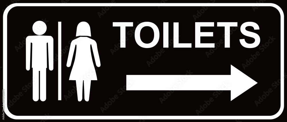 A sign that indicates the toilets. 