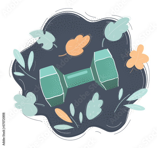Vector illustration of Dumbell isolated on dark background.