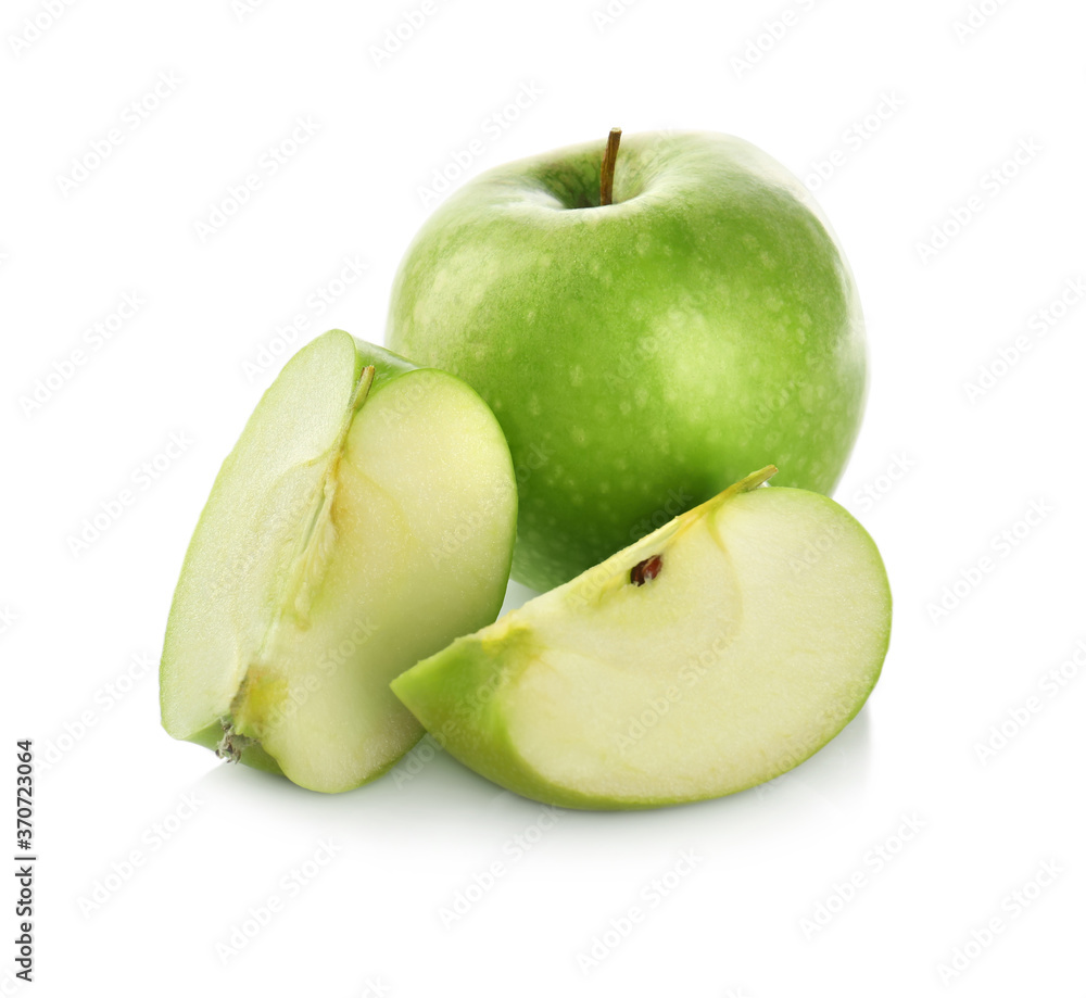 Fresh juicy green apples isolated on white Fresh juicy green apples isolated on white