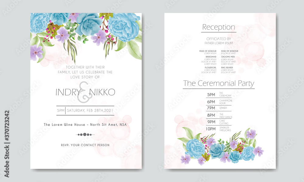 beautiful and elegant floral watercolor wedding invitation