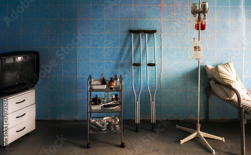 Creepy abandoned recovery room in the hospital 