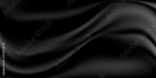 Black Silk Fabric Abstract Background, Vector Illustration