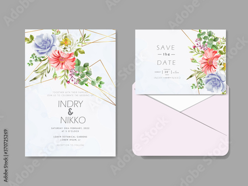 beautiful and elegant floral watercolor wedding invitation