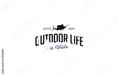 Tee Graphic Fishing Sail Fish Vintage Style Minimalist Illustration