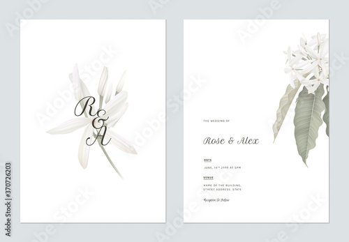 Floral wedding invitation card template design, Medicinal Kopsia flowers on white