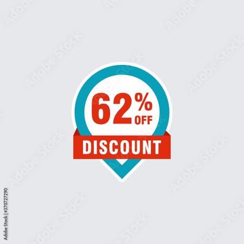 62 discount, Sales Vector badges for Labels, , Stickers, Banners, Tags, Web Stickers, New offer. Discount origami sign banner