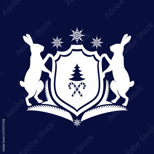 Christmas heraldic crest with hares