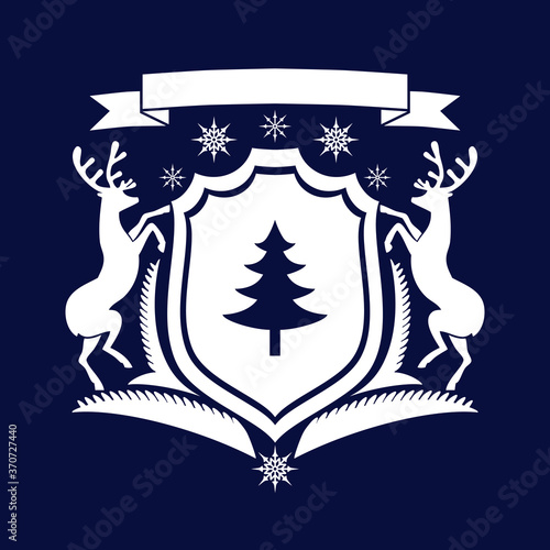 Christmas heraldic crest with deers