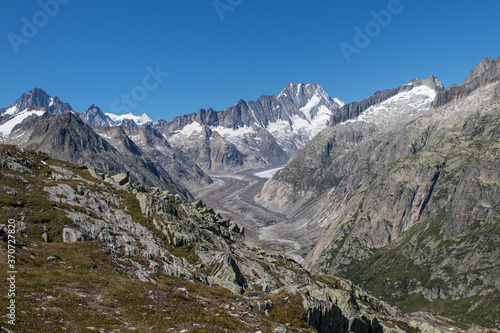 Oberaare glacier over grimsel pass on the Swiss alps