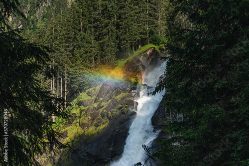 Rainbow at Krimml waterfall, Austria, Alps © yurykozyrev