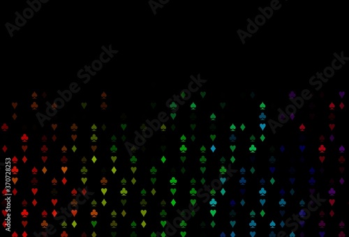 Dark Multicolor  Rainbow vector template with poker symbols.