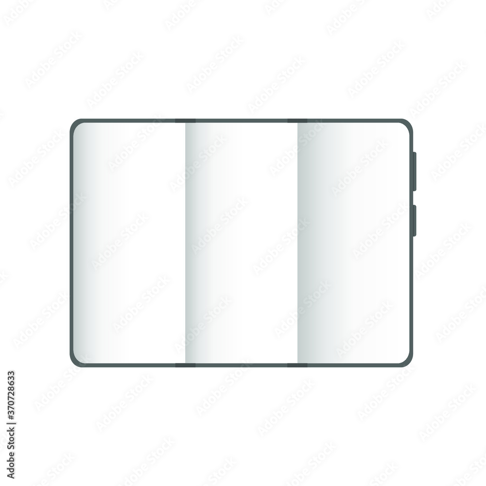 A smartphone with a flexible, folding, vertical, white blank screen. Vector illustration, realistic design, isolated on white background, eps 10. A smartphone with a flexible, folding, vertical, white blank screen. Vector illustration, realistic design, isolated on white background, eps 10.