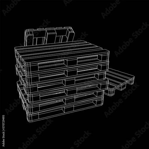 Cargo pallet for warehouse. Logistics shipping concept. Wireframe low poly mesh vector illustration.