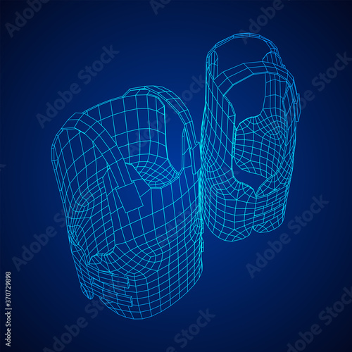 Police flak jacket or bulletproof vest. Bullet proof concept. Wireframe low poly mesh vector illustration.