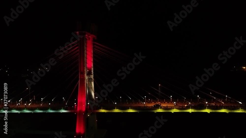 Aerial view of scenic bridge in Indonesia at night. Gentala Arasy in Jambi. photo