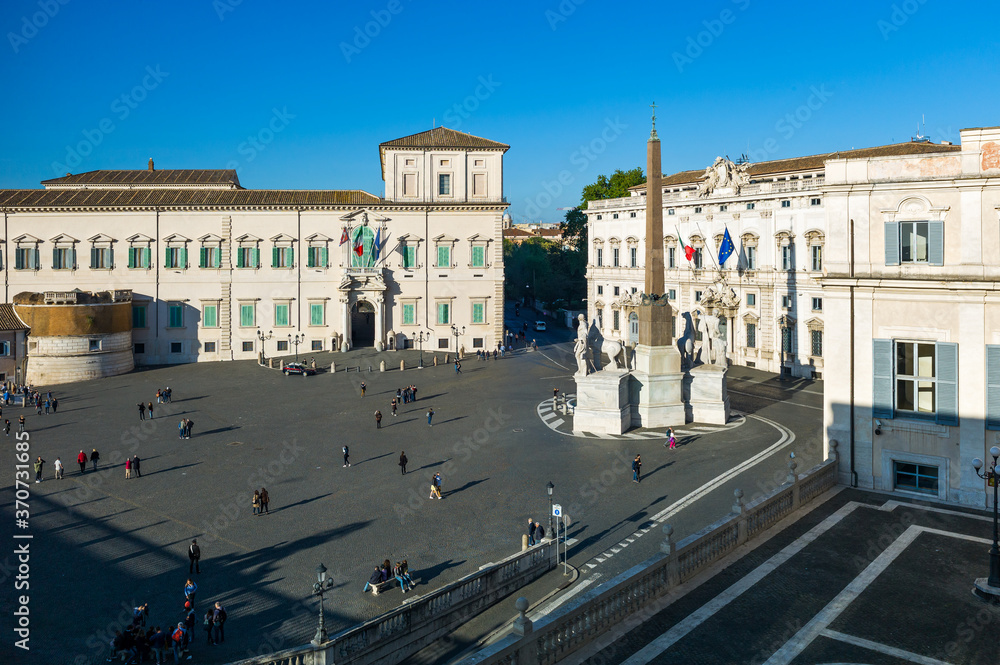Piazza e Palazzo del Quirinale, seat of the President of the Italian Republic, in Rome, Italy.