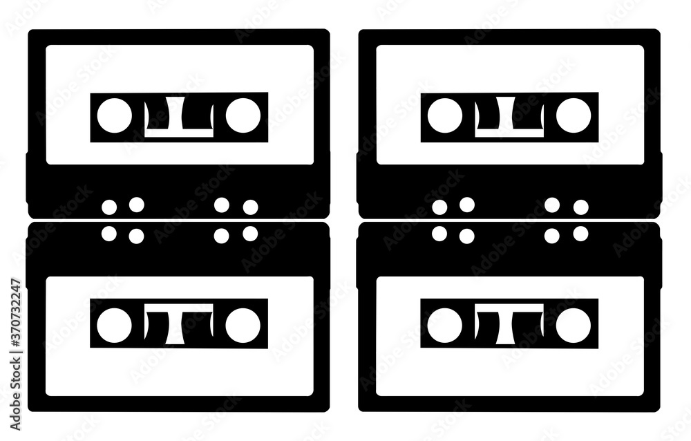 Silhouettes of old audio cassettes isolated on a white background. Silhouettes of old audio cassettes isolated on a white background.
