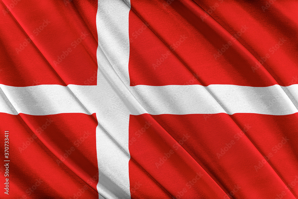 Colorful Denmark flag waving in the wind. 3D illustration. Colorful Denmark flag waving in the wind. 3D illustration.