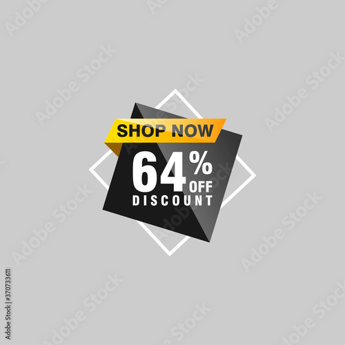 64 discount, Sales Vector badges for Labels, , Stickers, Banners, Tags, Web Stickers, New offer. Discount origami sign banner