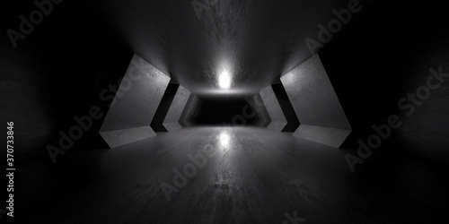 Fototapeta Naklejka Na Ścianę i Meble -  3D Illustration of a dark Interior.