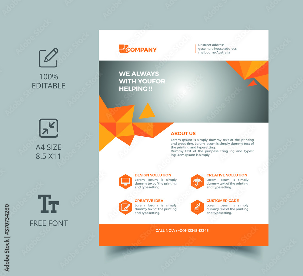 Creative Modern geometric Colorful Corporate Flyer Template Design