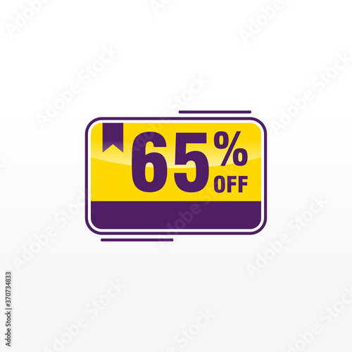 65 discount, Sales Vector badges for Labels, , Stickers, Banners, Tags, Web Stickers, New offer. Discount origami sign banner