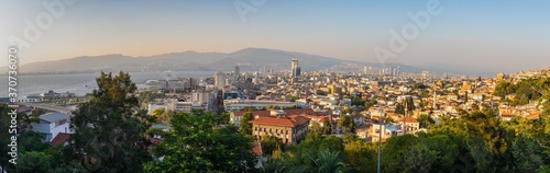 High angle amazing panoramic view of Konak districts in Izmir city, Turkey