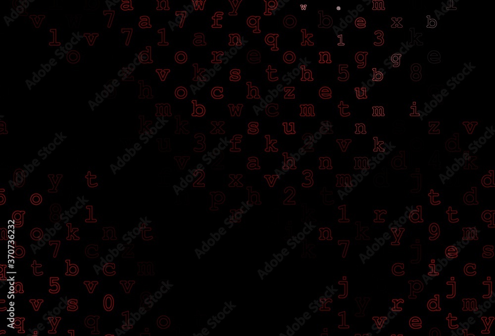Dark Red vector cover with english symbols.