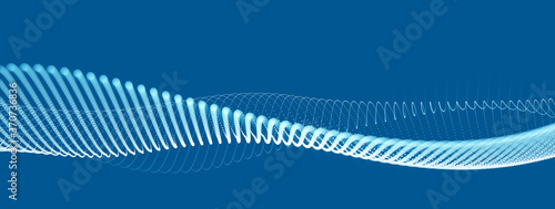 Abstract wave flow of runny dotted particles vector abstract background, technology and science big data flow, nanotechnology, connection information tech design.
