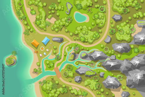 Landscape and tourist camp. (Top view) 