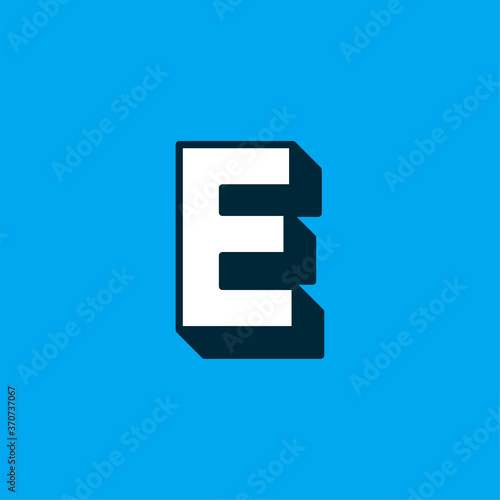 Vector Logo Letter White Blue Longshadow E © Robert Goudappel