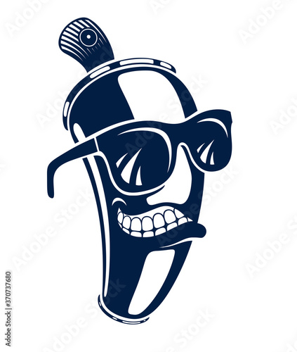 Graffiti paint spray can cartoon character, vector illustration, urban teen culture theme.