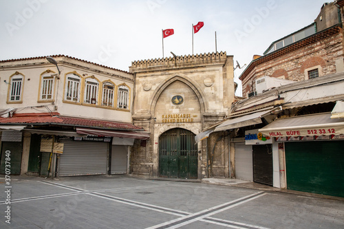 ISTANBUL,TURKEY,MARCH 22,2020:View from Grand Bazaar closed.The number of people in the squares and streets has decreased.New type of coronavirus originated in China continues to spread in Turkey.