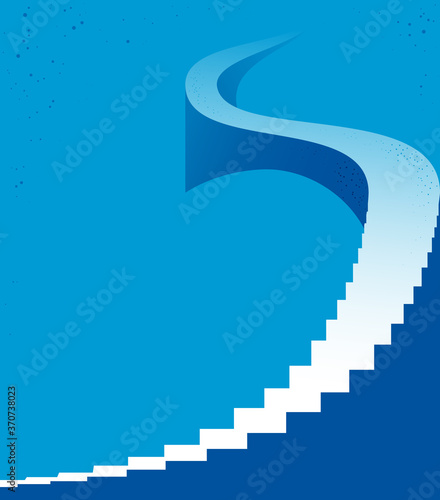 Stairway to heaven vector illustration, stairs up to success, career concept, huge stairs up.