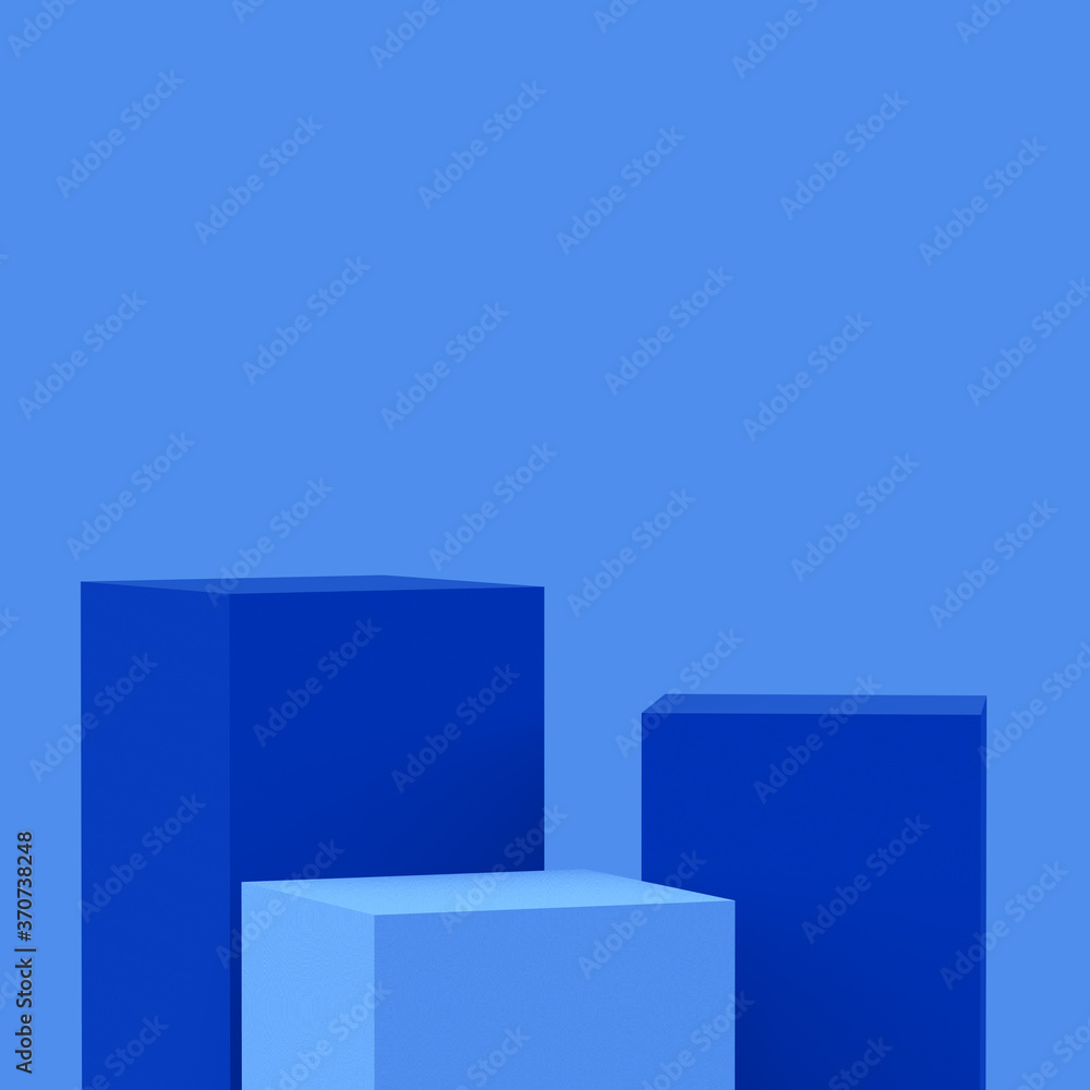 3d blue cubes square podium minimal studio background. Abstract 3d geometric shape object illustration render. Phantom blue color.Display for technology Innovation product. 3d blue cubes square podium minimal studio background. Abstract 3d geometric shape object illustration render. Phantom blue color.Display for technology Innovation product.