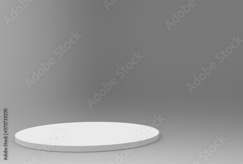 3d gray white cylinder podium minimal studio background. Abstract 3d geometric shape object illustration render.