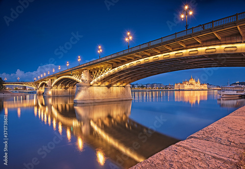 Margaret Bridge in Budapest at night