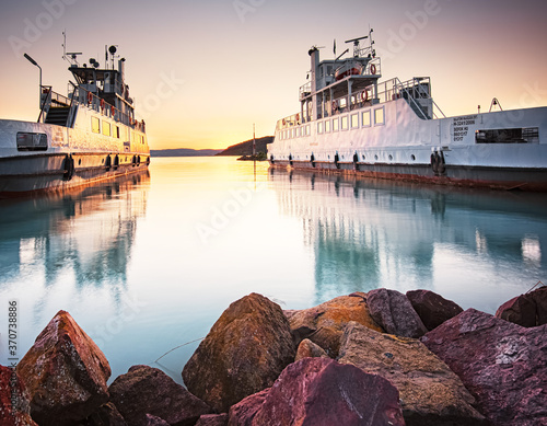 Ferryboats at Szantod, Hung...