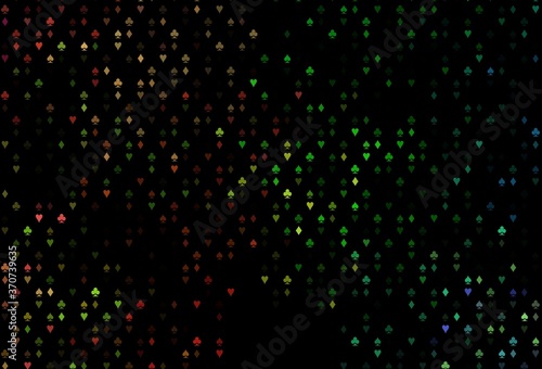 Dark Multicolor, Rainbow vector pattern with symbol of cards.