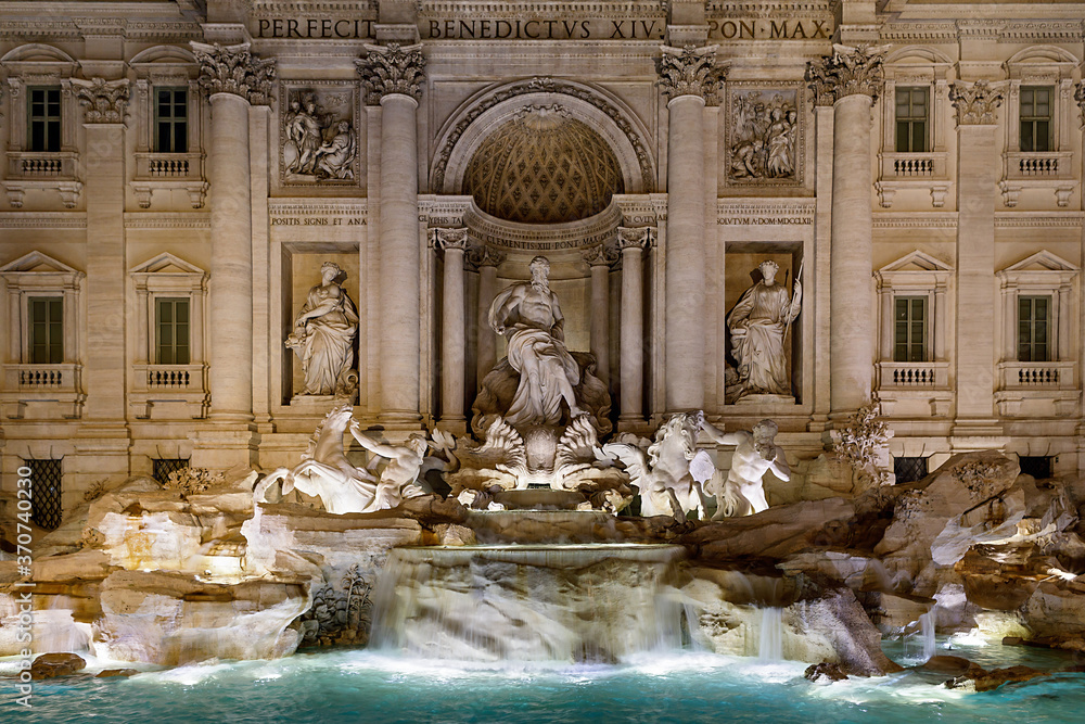 Night view of Fontana di Trevi, Rome, Italy